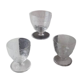 Lot of old small alcohol glasses, Lulli, in Baccarat crystal, signed