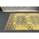 1970s Turkish Oushak Handmade Wool Cotton Yellow Runner 81x362