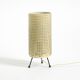 Original 1950s brass tripod table lamp with a perforated metal lampshade