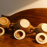 Set of 3 sandstone teapots