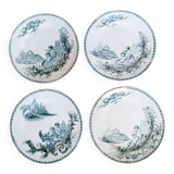 Set of 4 earthenware dinner plates from the Jules Vieillard et Compagnie Manufacture, Bordeaux, c