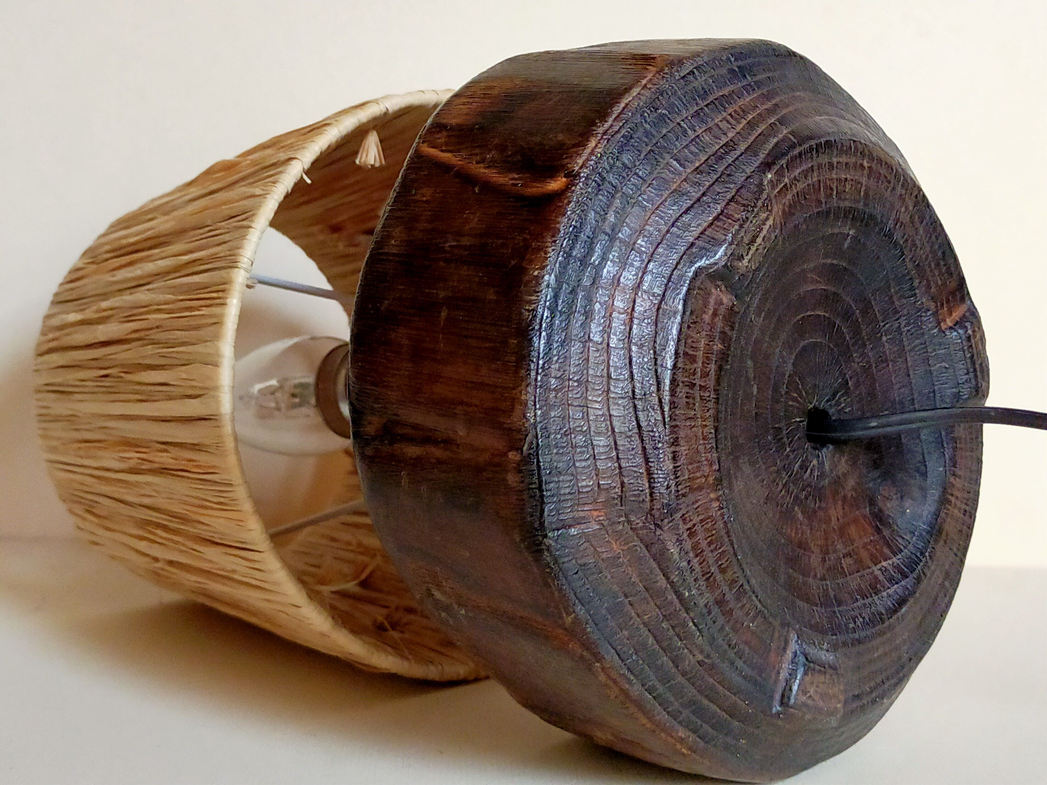 Brutalist free-form lamp in solid wood 60s