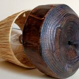 Brutalist free-form lamp in solid wood 60s