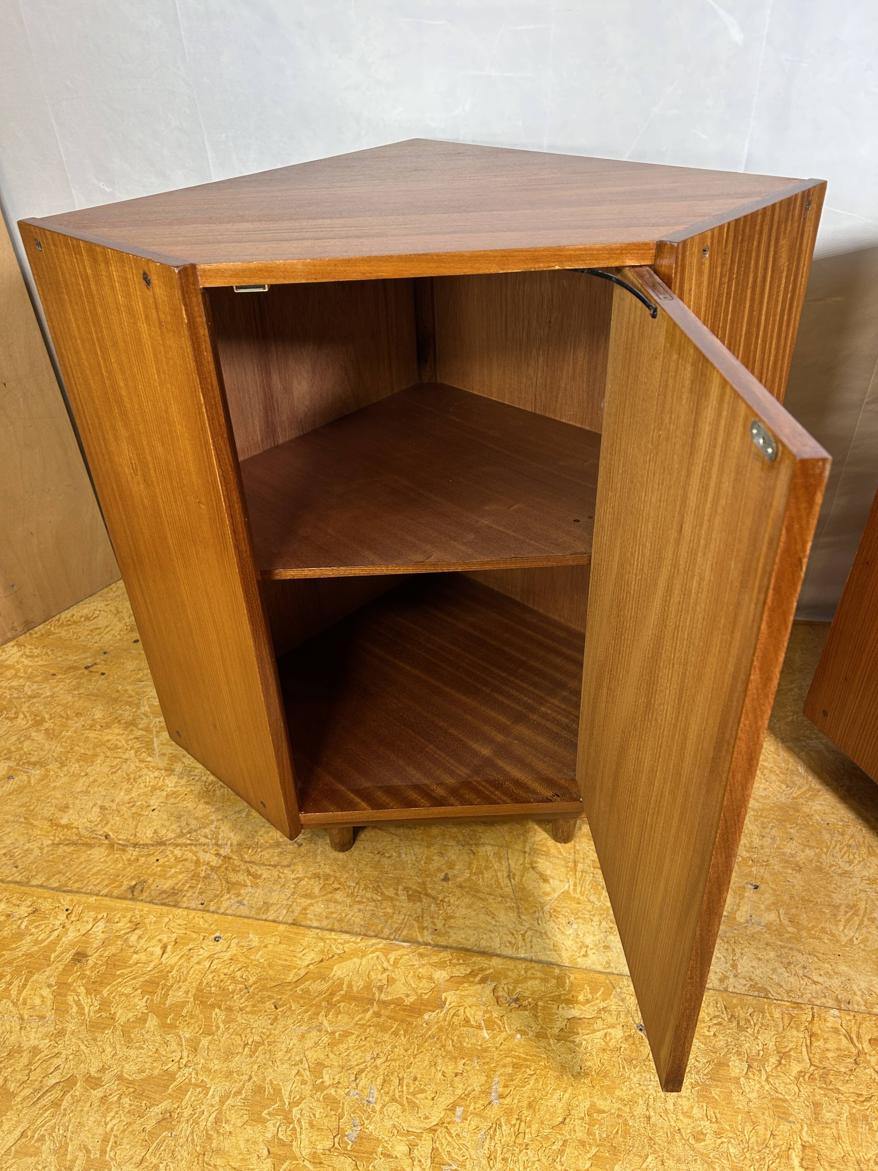 Mid-Century Retro Vintage Teak Pair of Corner Cabinets – 1960s Danish Desig