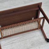 1970s, Danish side table, original very good condition, teak wood, rattan.