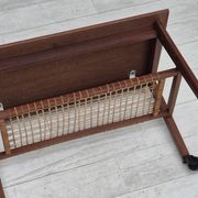 1970s, Danish side table, original very good condition, teak wood, rattan.