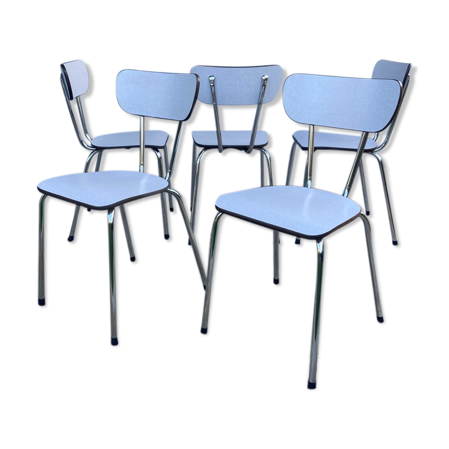 Set of 5 grey formica chairs