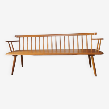 Grande banquette vintage en bois massif