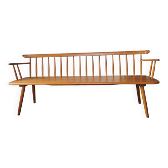 Grande banquette vintage en bois massif