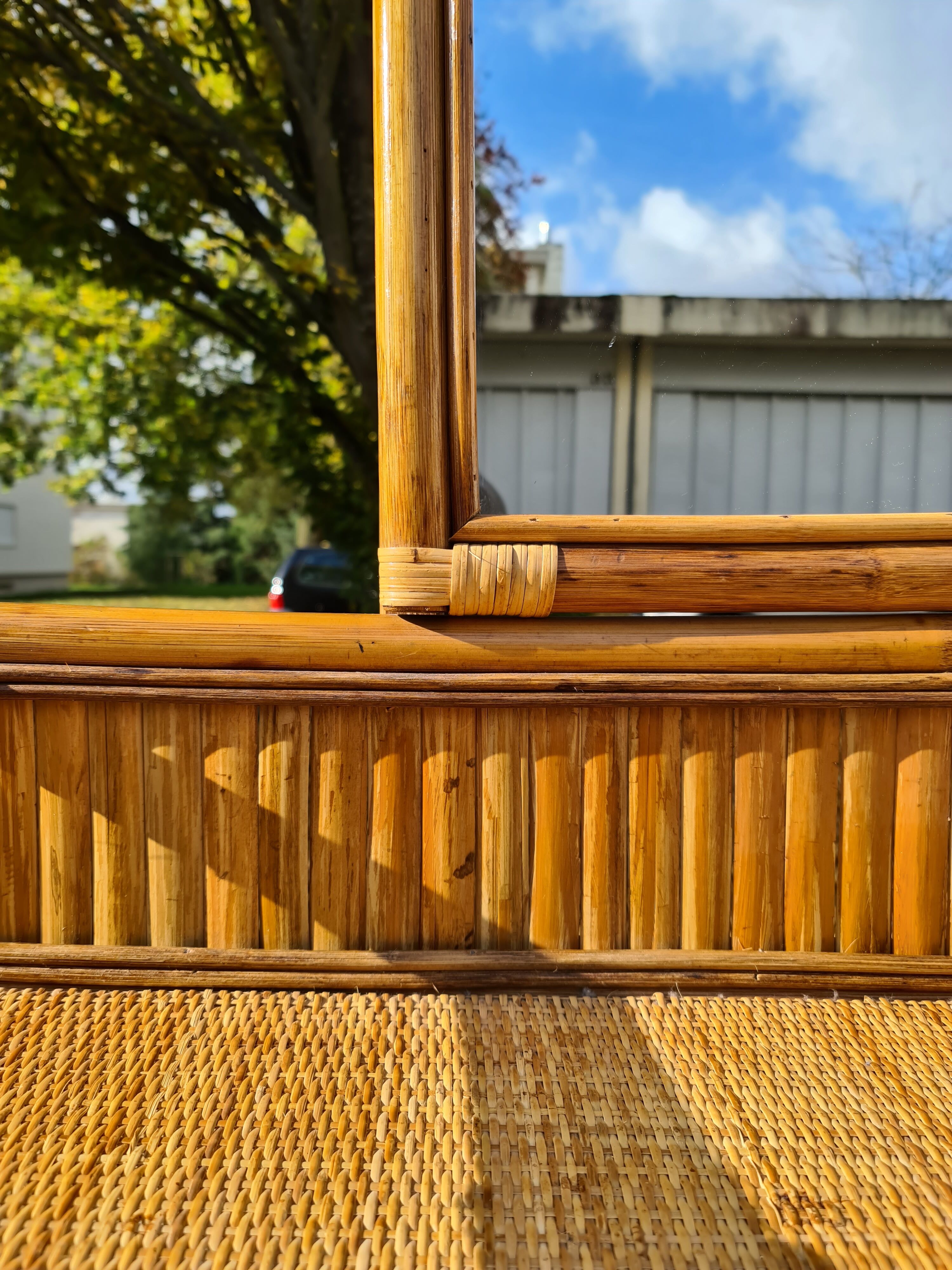Dressing table / Mirror stool rattan bamboo Vintage 1970