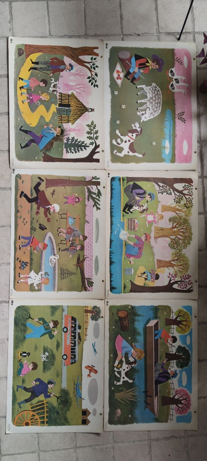 Set 6 Fernand Nathan School Posters 1965