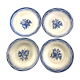 4 Digoin Sarreguemines soup plates, white and blue Marsac model with art deco flower