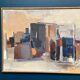 Large original Swedish oil on canvas - 'Blue Bottle and Books' by Gustav Adolf Johansson - 1962 - vintage and framed