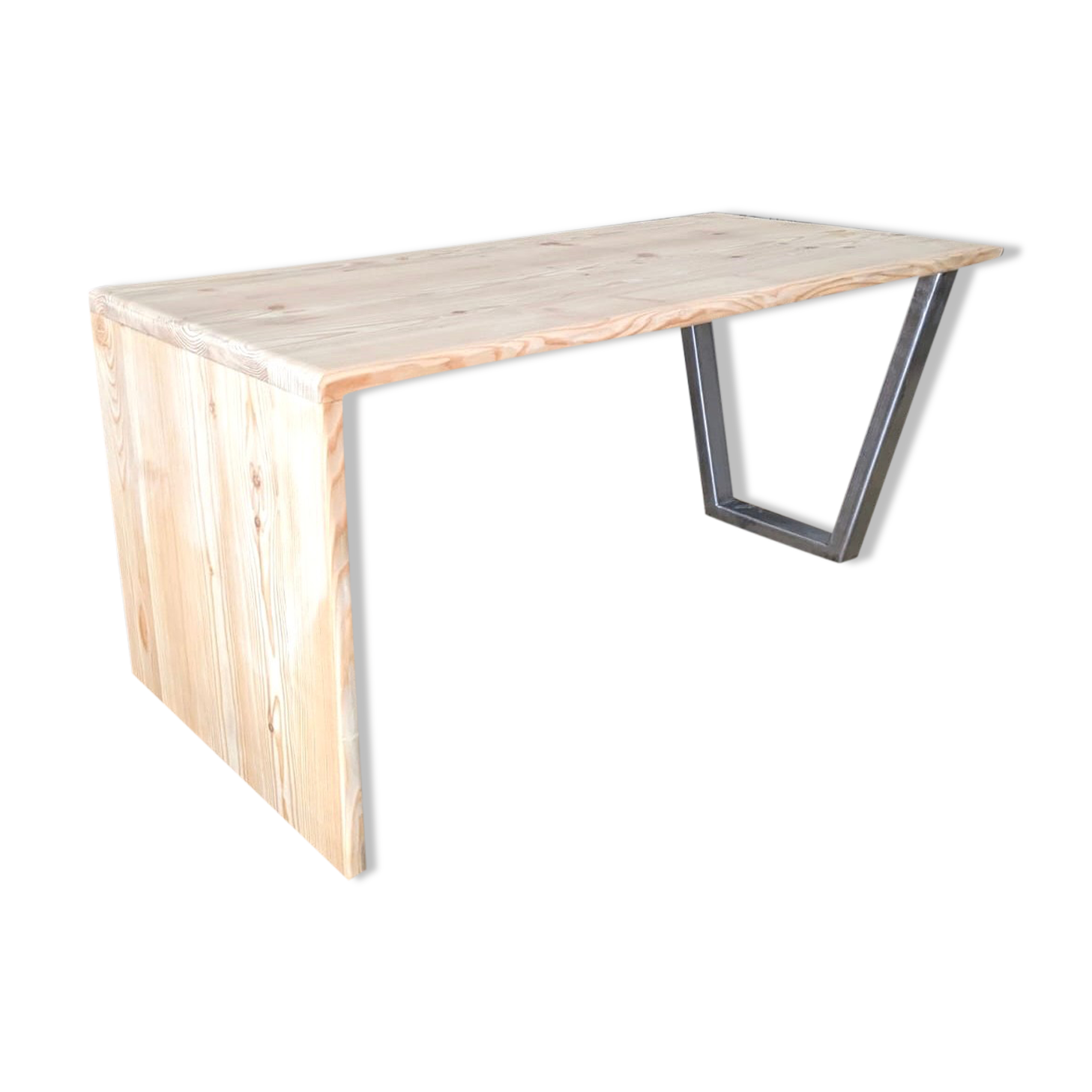 Larch coffee table and steel base