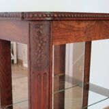 Shelf-Display case-with mirror & glass-Empire style-Walnut stain-1 drawer