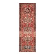 1970s Vintage Turkish Oushak Handmade Wool Cotton Red Runner Rug 101x305