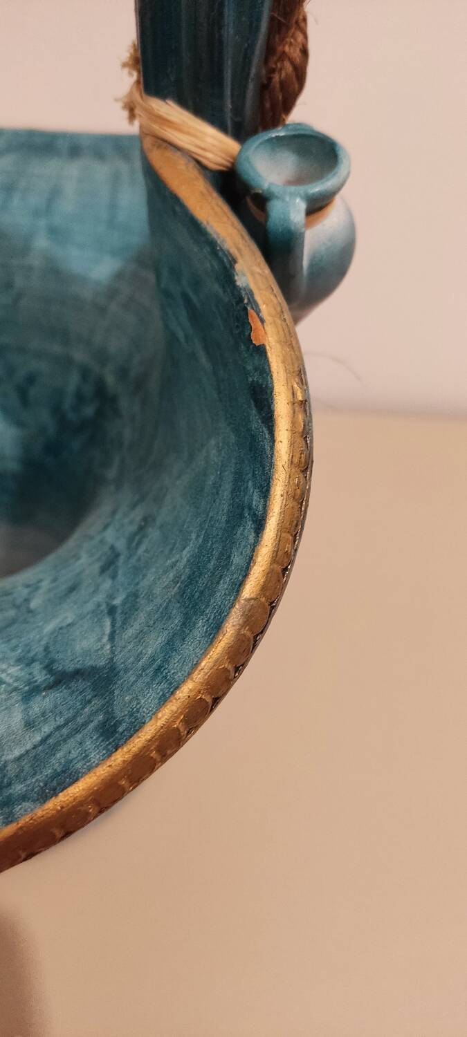 Vintage turquoise decorative vase – Mediterranean artisanal earthenware