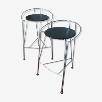 Pair of stools, Pascal Mourgue, model "Lune d'argent", 80s