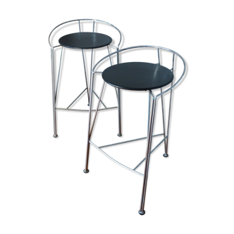Pair of stools, Pascal Mourgue, model "Lune d'argent", 80s