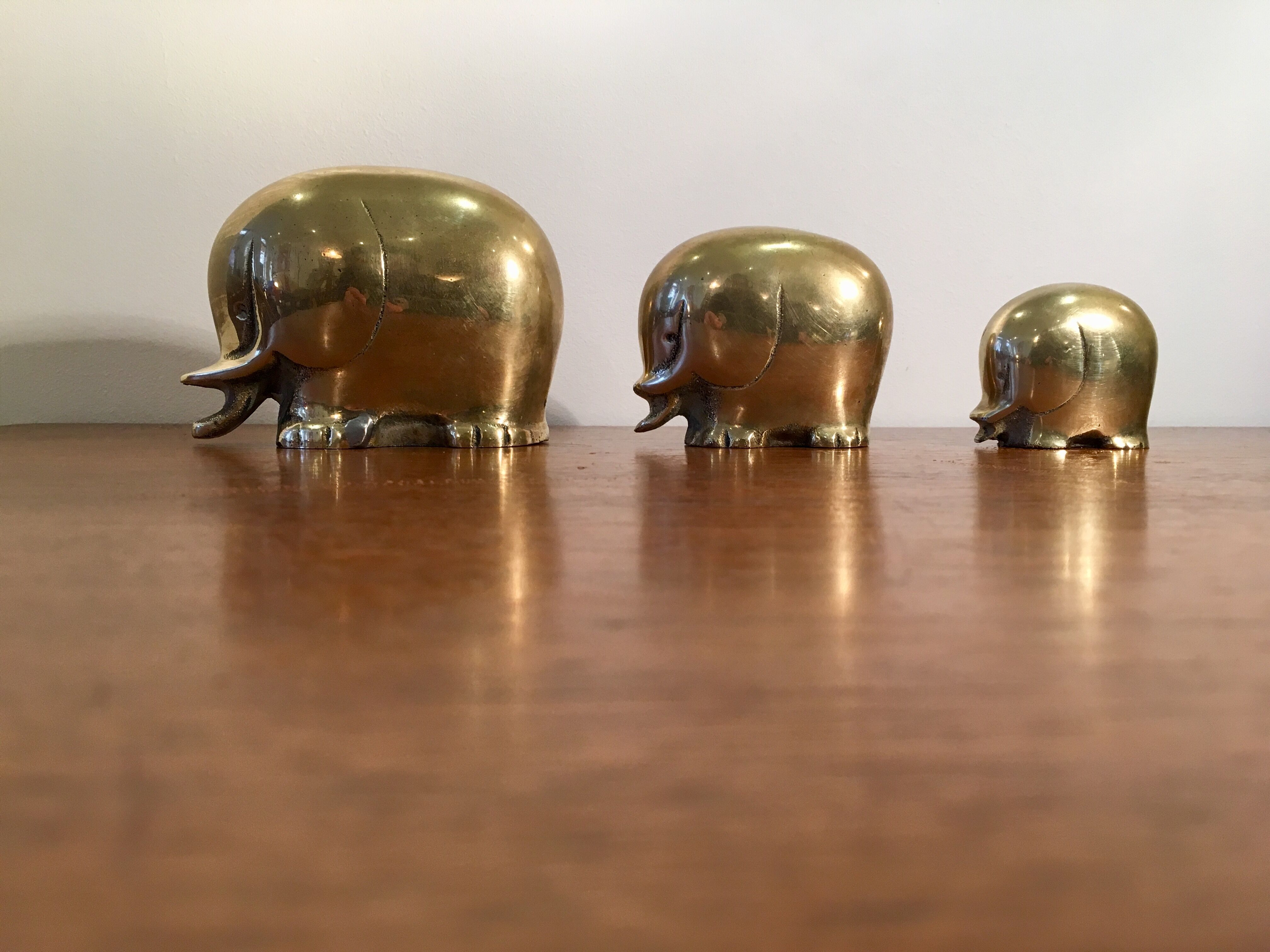 Vintage brass elephants