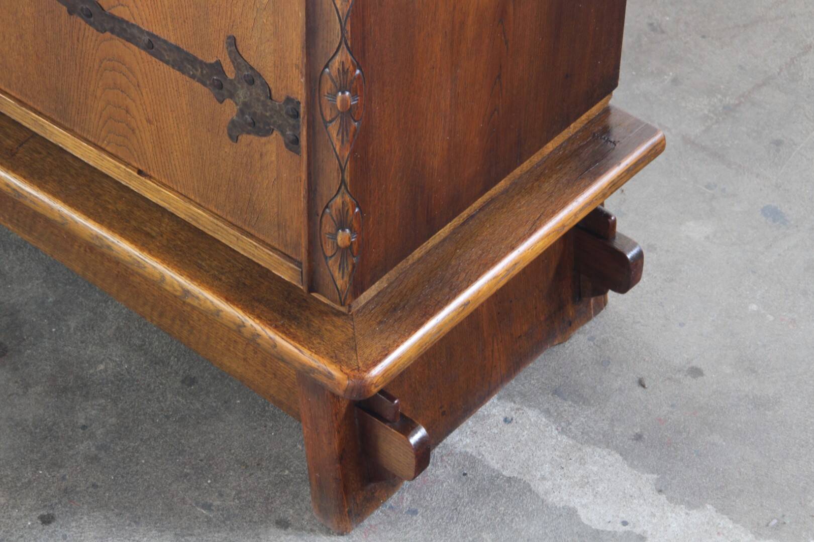 Vintage Danish Baroque Brutalist Style Oak Cabinet 1960s