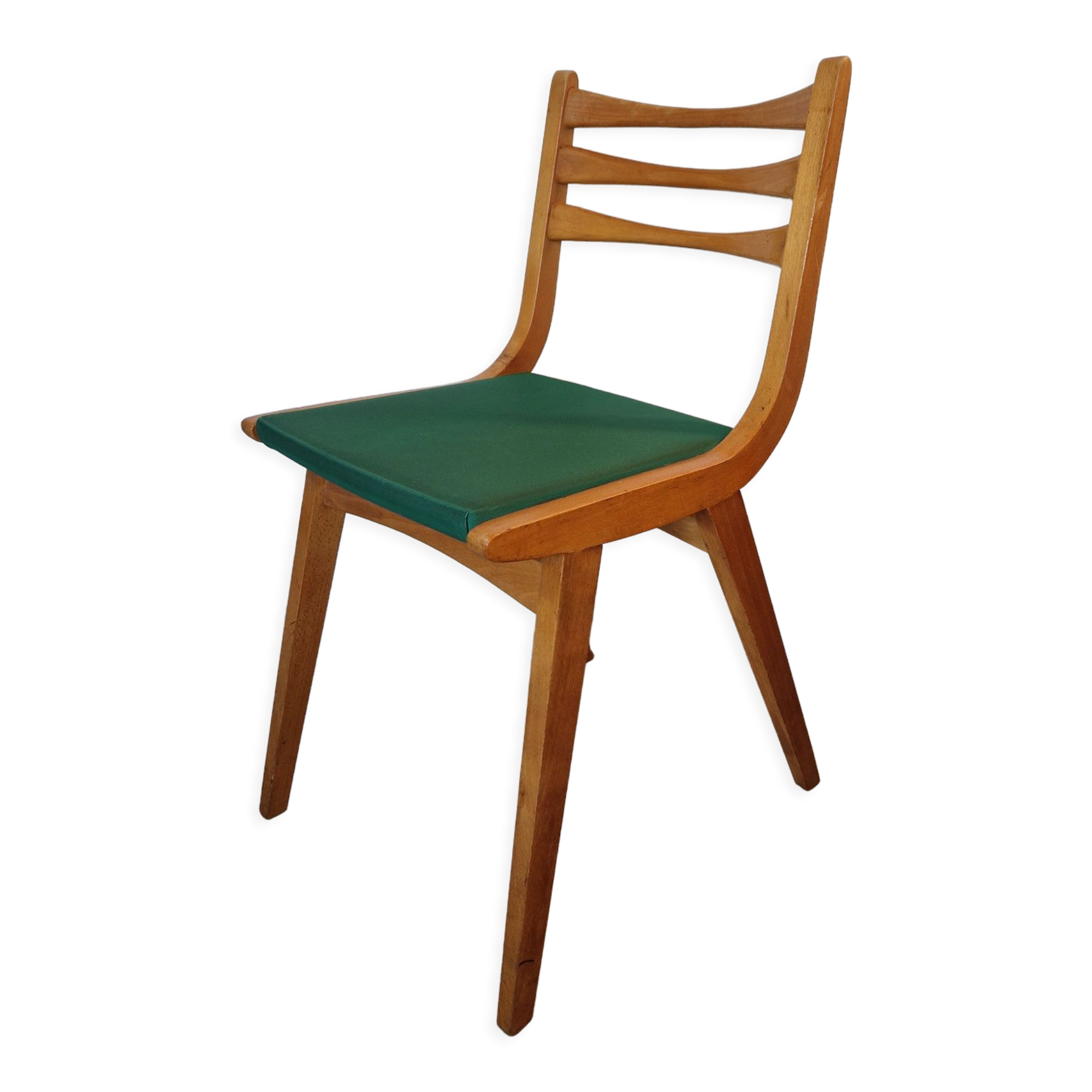 Scandinavian chair vintage beech and green vinyl