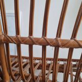 Vintage 1970s rattan bench