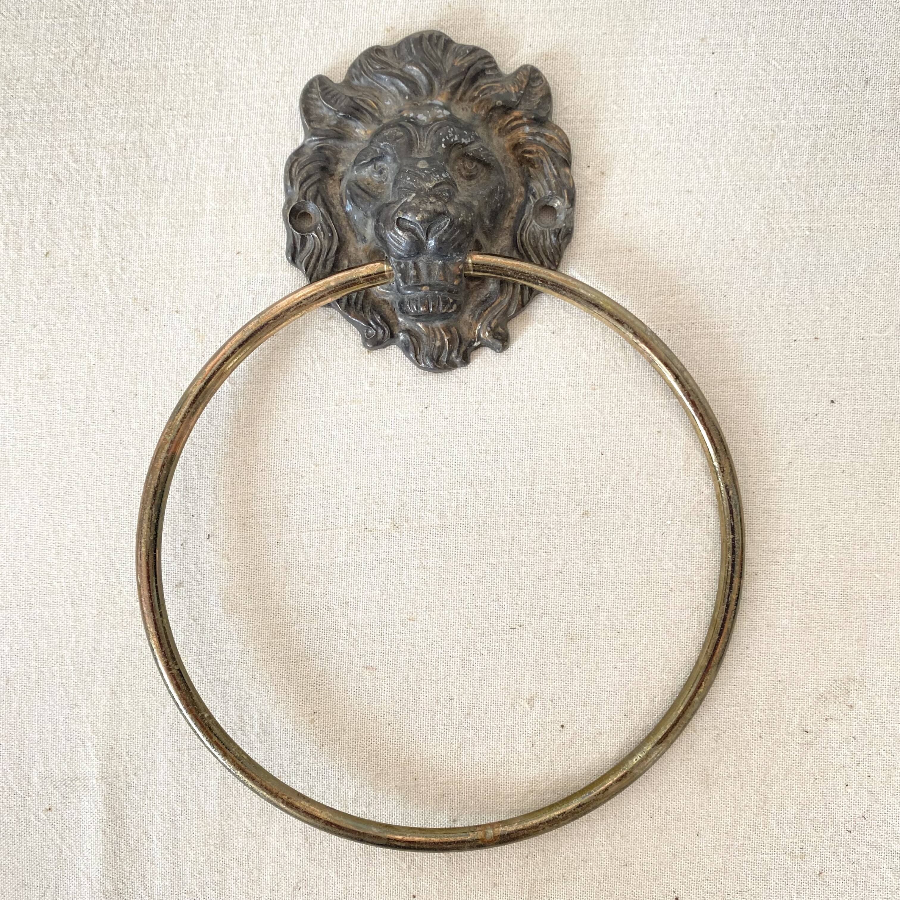 Lion head wall towel holder