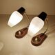 Pair of Scandinavian Lamps, Teak Glass