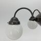 Art deco metal and milk glass chandelier, 1930's