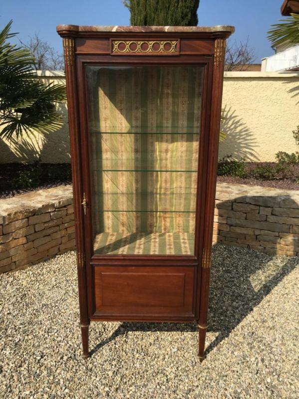 Mahogany Showcase - Bronze Golden Style Louis XVI