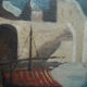 Huile sur toile scène lacustre signée - 47 x 34