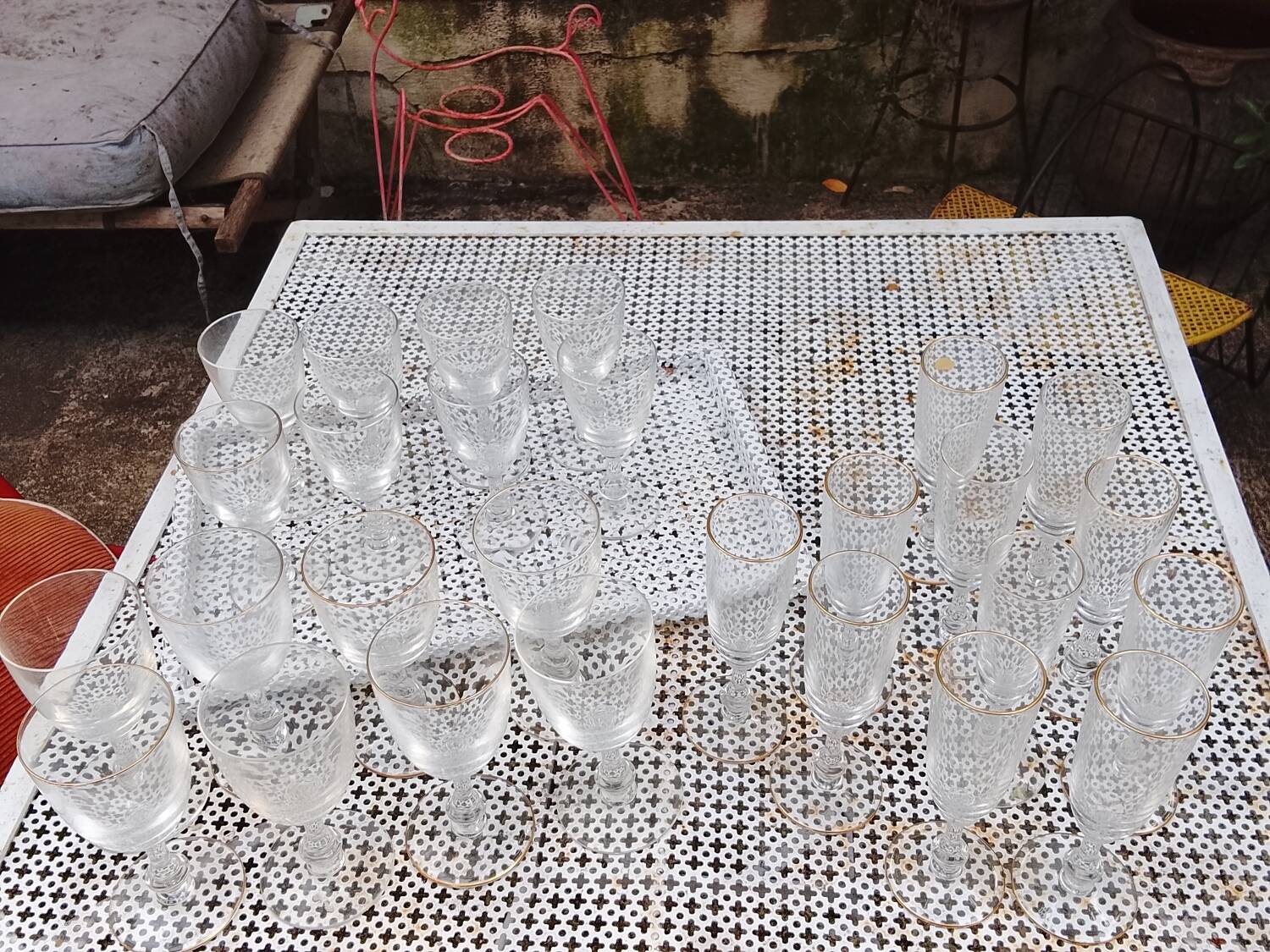 Set of 27 Saint Louis crystal glasses
