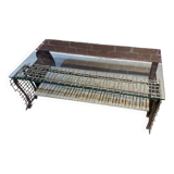 Metal coffee table with glass top