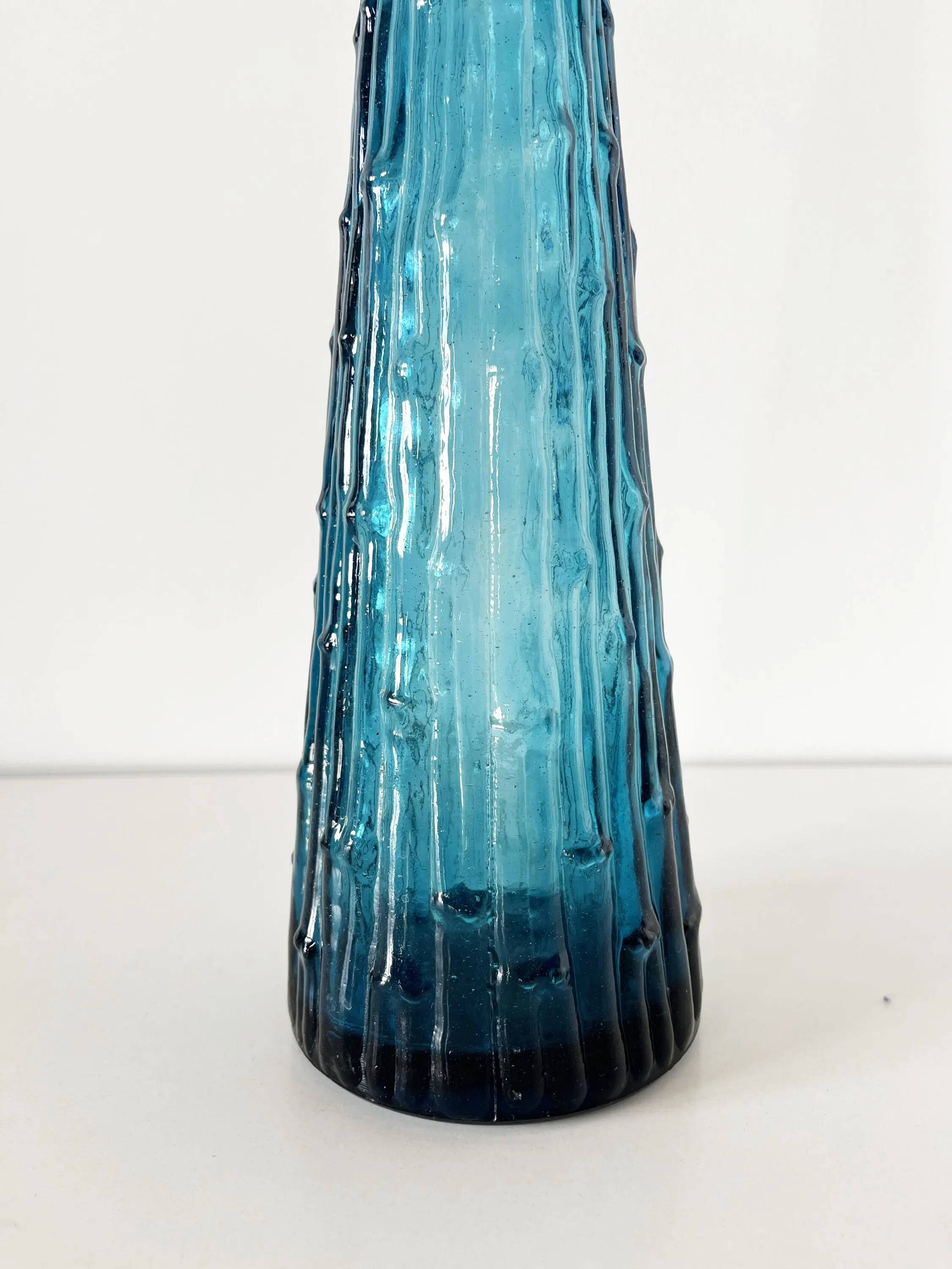 Carafe italienne Empoli en verre bleu, 1960