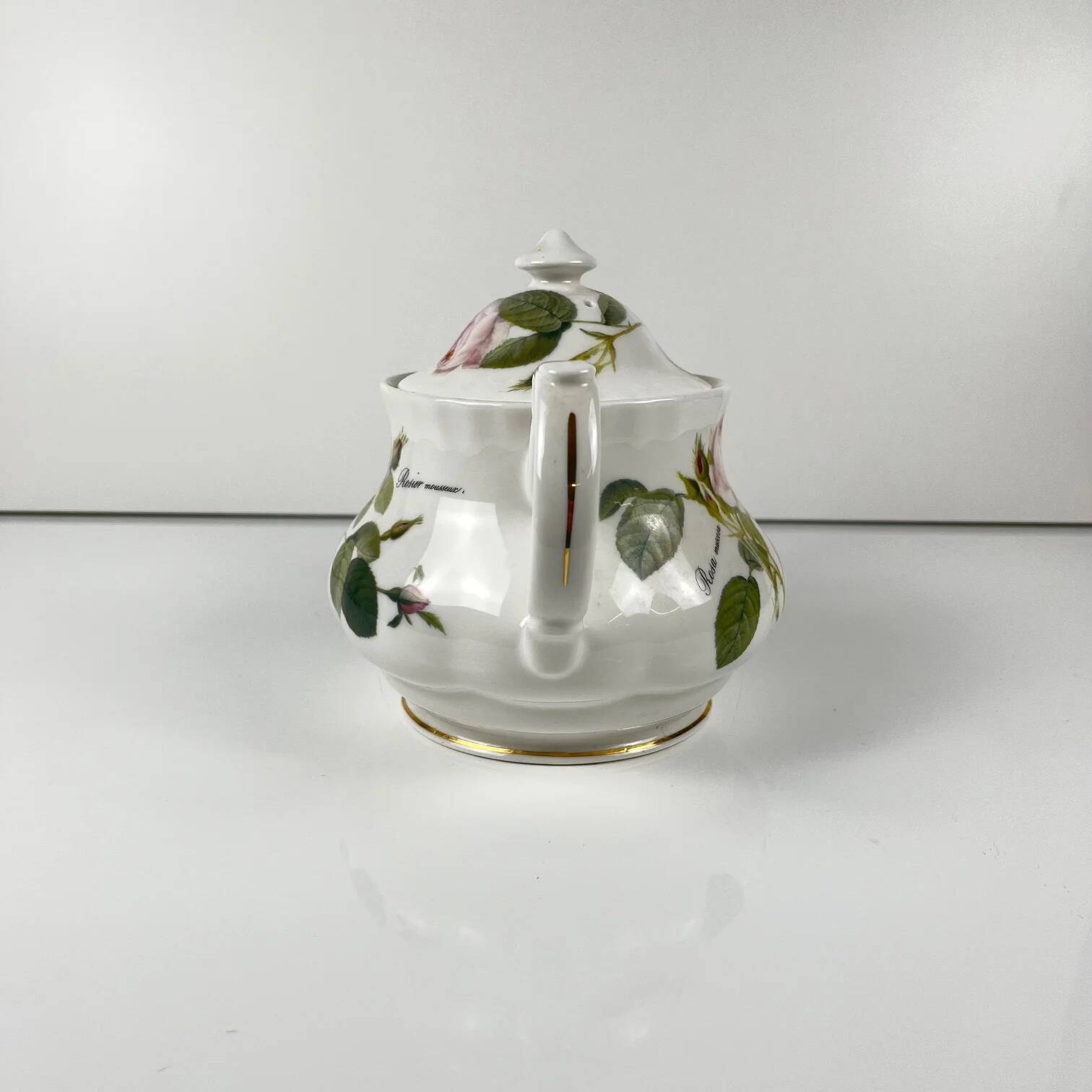 Redouté rose teapot, Roy Kirkham, England, 1996