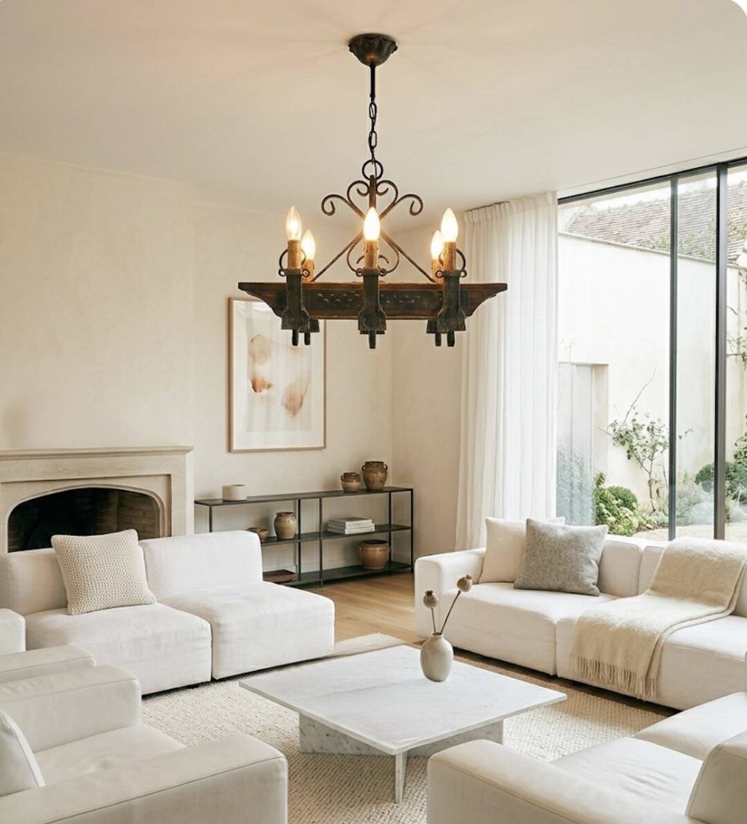 Rustic vintage chandelier from the 1970s.