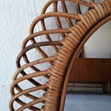 Mirror rattan oval 60x73cm