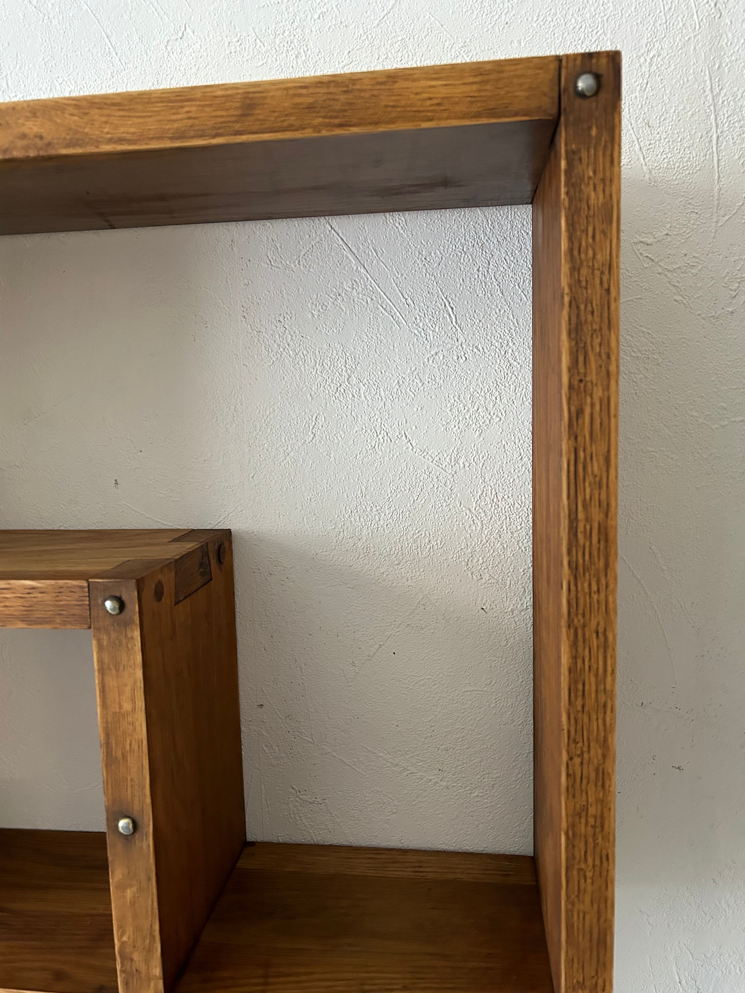 Cube oak wall shelf