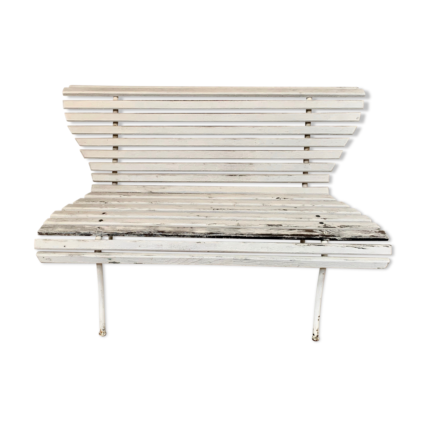 Old vintage garden bench with 2 wooden place, 1950s