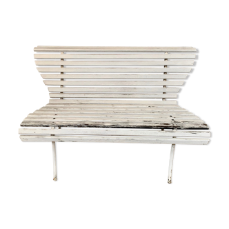 Old vintage garden bench with 2 wooden place, 1950s