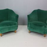 Pair of velvet armchairs Gio Ponti style