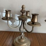 Pair of candlestick 3 branches in tin
