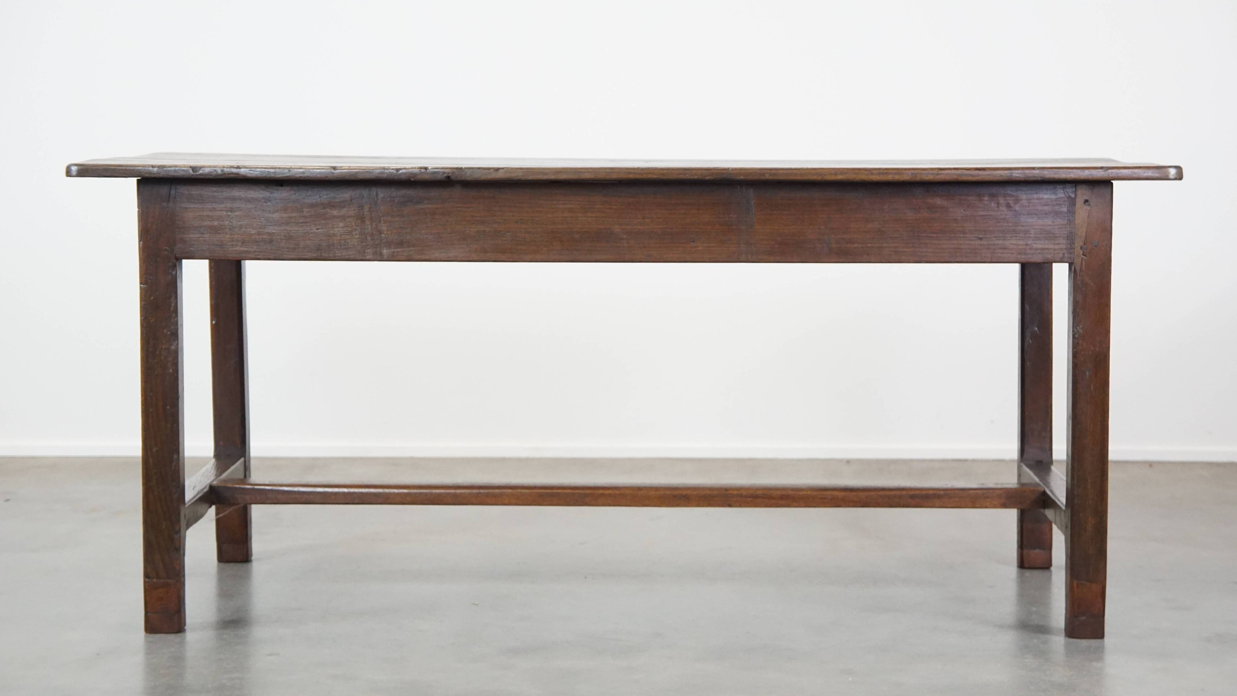Early 19th-Century French Oak Dining Table with One Drawer