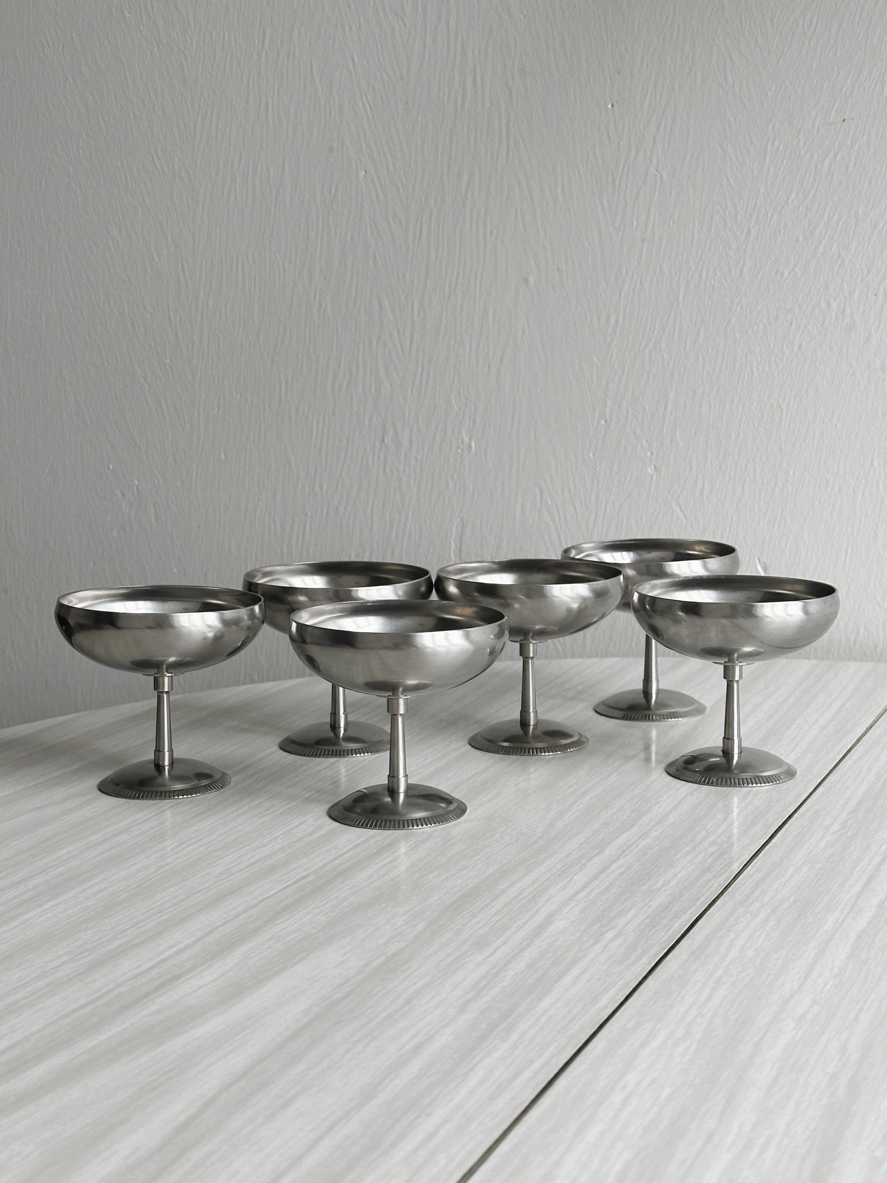 6 stainless steel footed bowls, Letang Remy style