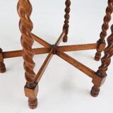 Solid Oak Carved and Turned Side Table, France, ca. 1890