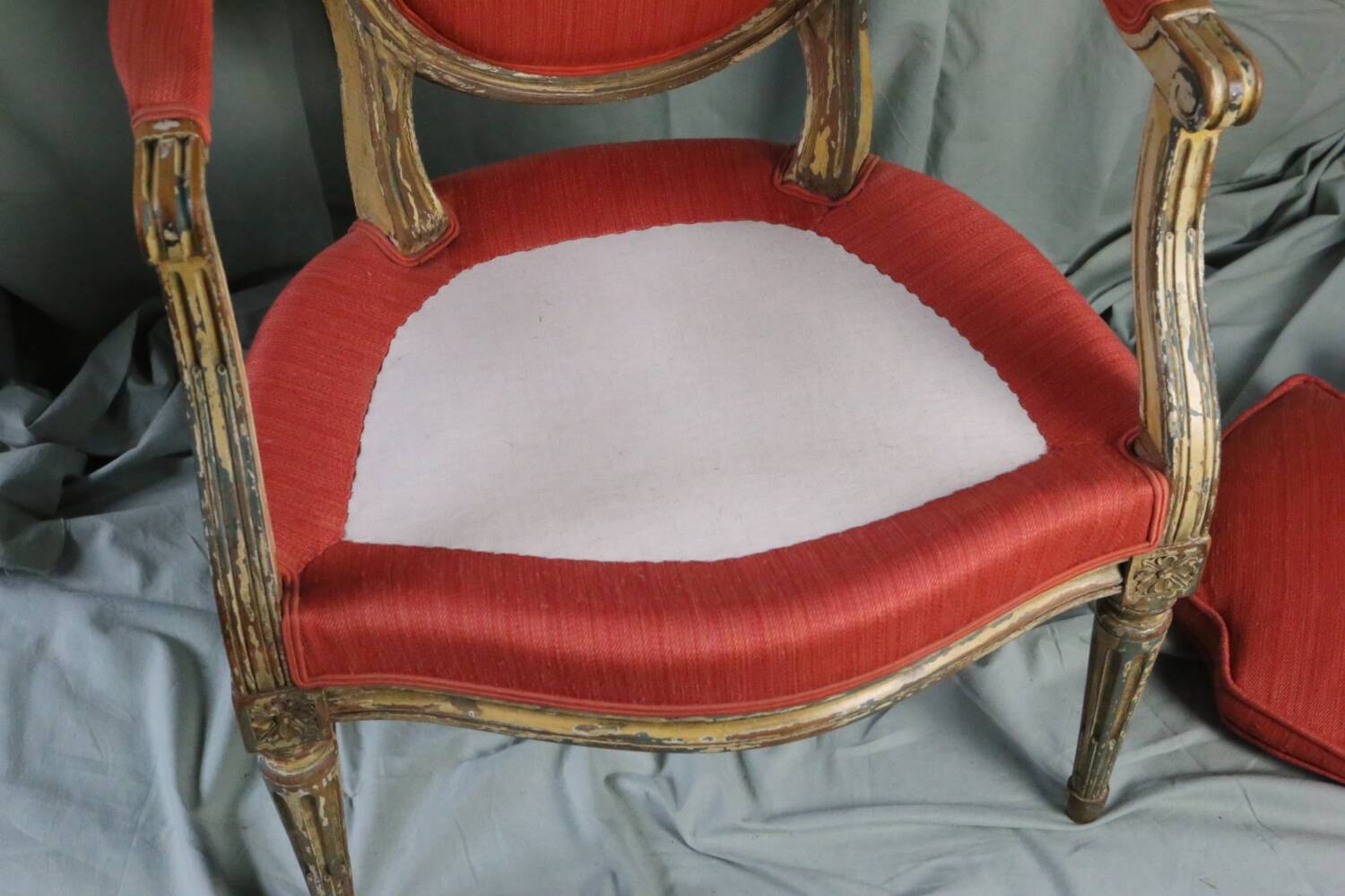 Louis XVI style cabriolet medallion armchair