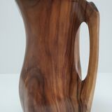 Sculptural pitcher olive wood design 60s