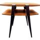 Table d’appoint / chevet scandinave à double plateau Suède 1960