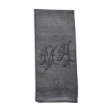 Old embroidered table napkin MA dark grey